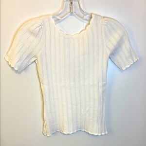 Sézane Elegant White Scalloped Knit Top with low scoop back. Size XS